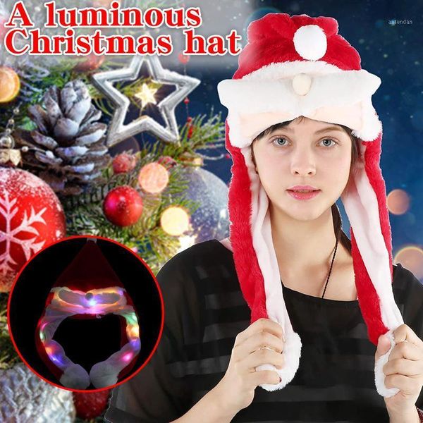 

christmas decorations glowing movable hat with lights santa year's gift ornament adults xmas cotton winter warm red