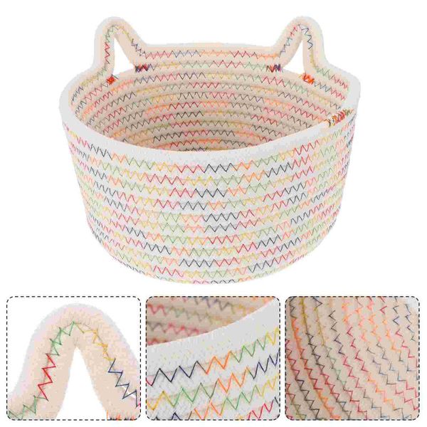 

storage drawers 1pc woven cotton rope basket durable home organizer