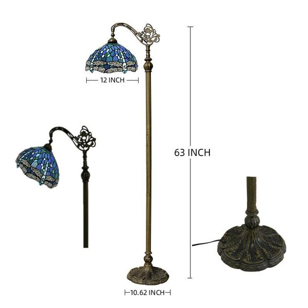 

12lnch european style dragonfly leaning bridge floor lamp living room bedroom bedside e27 garden retro lamps