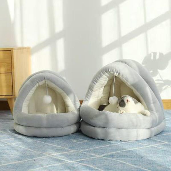 

cat beds & furniture soft pet dog bed house plush kennel kitten for small dogs cats puppy cushion nest winter warm sleeping accessories