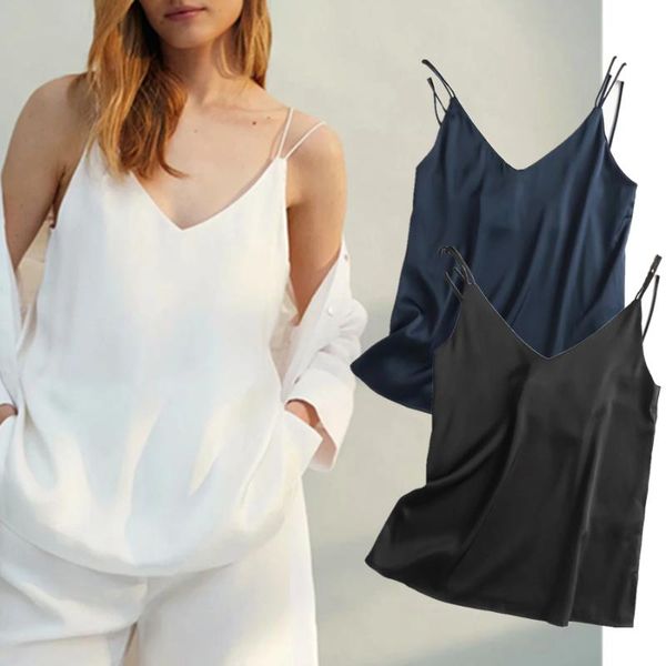 

women's tanks & camis jenny&dave england style office lady elegant solid satin fashion summer t shirt women camisetas verano mujer 2021, White