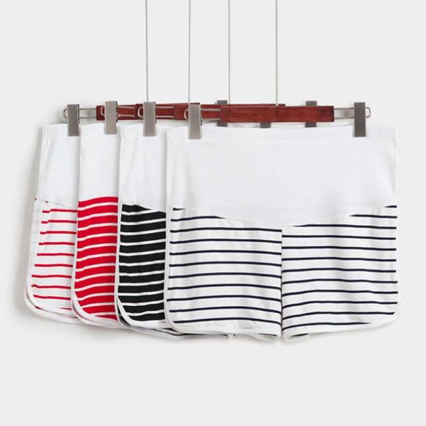 

pregnant women striped shorts summer maternity loose casual pants thin pregnancy elastic belt sleep home trousers clothes bottoms, White