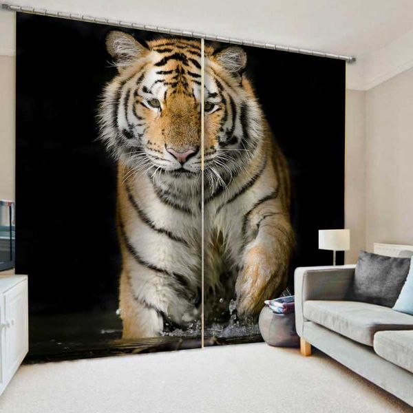 

morden tiger curtains 3d window for living room bedroom customized size decoration curtain & drapes