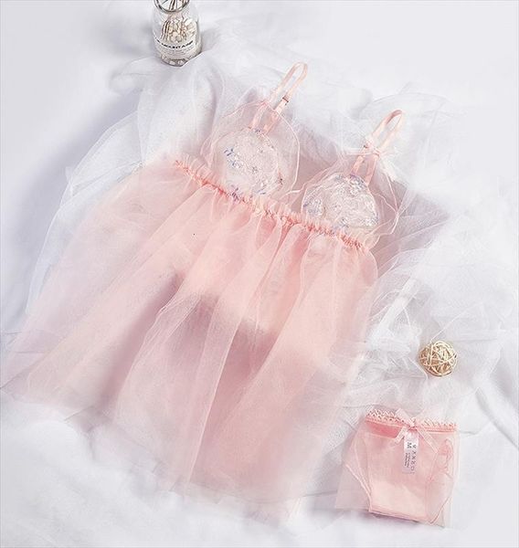 

fairy peach girl cute womens sleepwears v neck perspective nightdress underwear pink sleepwear set lingerie nightgown night dress, Black;red
