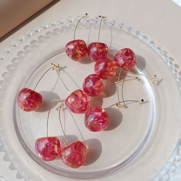 2021 Japão Cherry Corean Fruta Em Forma Dangle Brincos Para As Mulheres Doces Meninas Bonito Brincos Line Pendientes Jóias Dried Flor Presentes