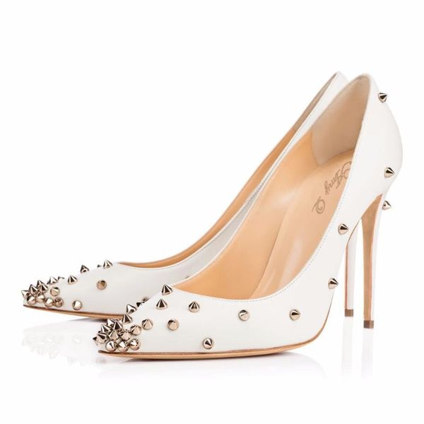

dress shoes stunning2021 rivet white high heel chengdu women's, Black
