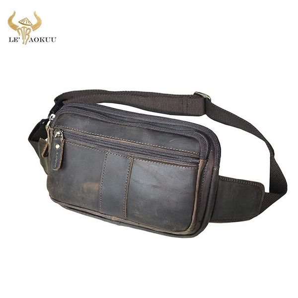 

original leather men casual fashion travel crossbody chest fanny waist belt sling bag design 7" phone cigarette case 342-db bags