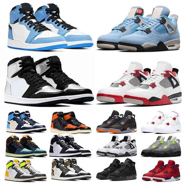 

basketball shoes men women 1s high og 1 silver toe university blue obsidian smoke grey 4s fire red black cat mens athletic sneakersunn8