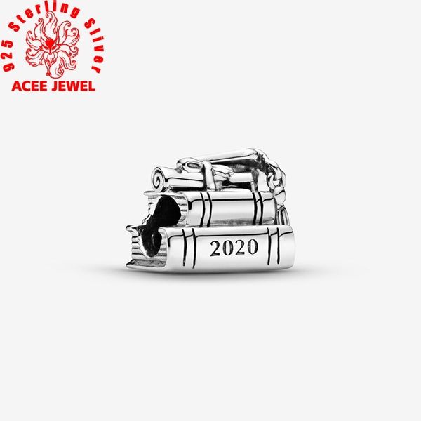 

premium genuine 925 sterling silver beads graduation books charms adapting original pandora bracelets women diy jewelry, Black