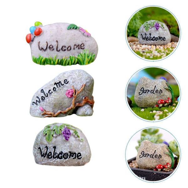 

3pcs delicate resin stones decor creative garden deskornament random style decorations
