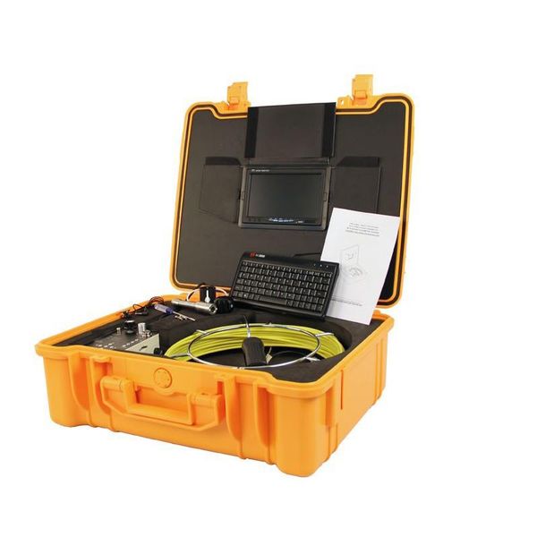 

30m cable 23mm 512hz transmitter camera head pipeline endoscope borescope inspection dvr recording keyboard abs suitcase ip cameras