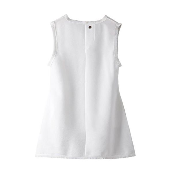 

running jerseys 2021 european and american summer dress round neck simple white tassel sleeveless solid color, Black;blue