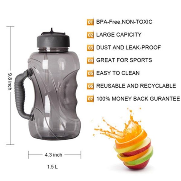 

water bottle 1.5l cup large capacity outdoor sports straw with handle hv99