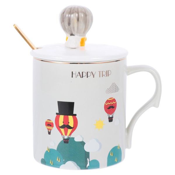 

mugs 1 set creative cartoon drink mug adorable ceramic coffee cup with spoon lid