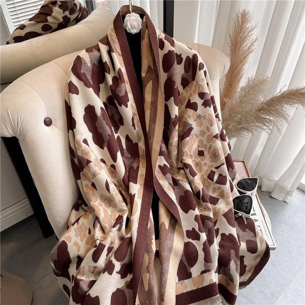 

scarves large printed bufanda women cashmere scarf winter wram leopard hijab thick pashmina shawls lady wraps blanket tassel echarpe, Blue;gray