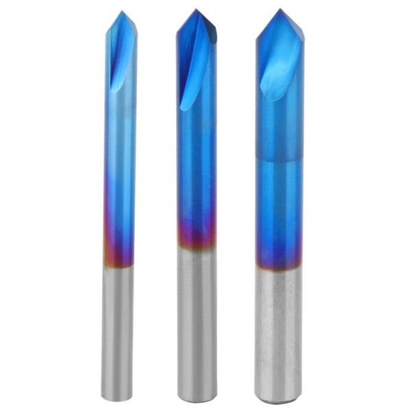 

professional drill bits 90 degrees chamfer end mill 2 flute blue coating tungsten steel cemented carbide hand tool