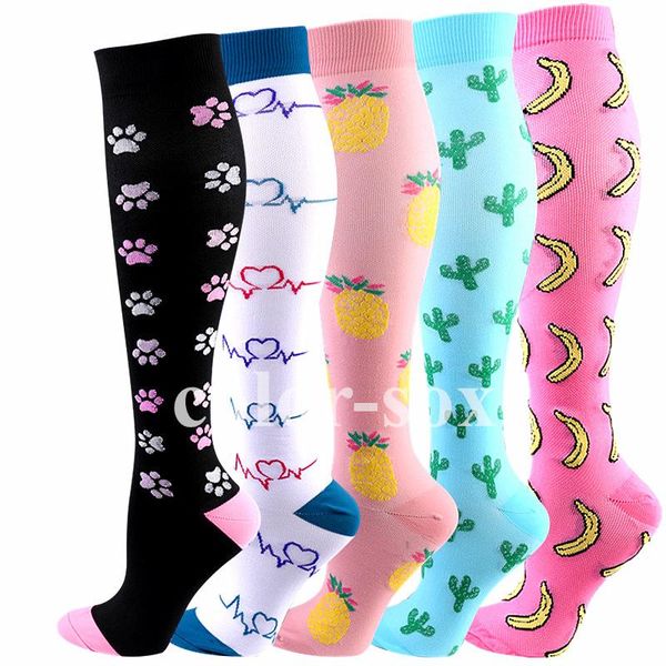 

sports socks running compression fit for edema diabetes varicose veins pregnancy nursing flight travel cycling sock, Black