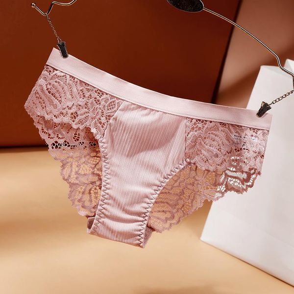 

women's panties fashion women lace underwear soft briefs breathable seamless lingerie female traceless underpants plus size, Black;pink