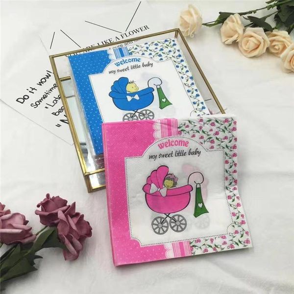 

33*33cm 20pcs/lot color cartoon baby printed napkins diy shower party paper tissues el folding towels other arts and crafts