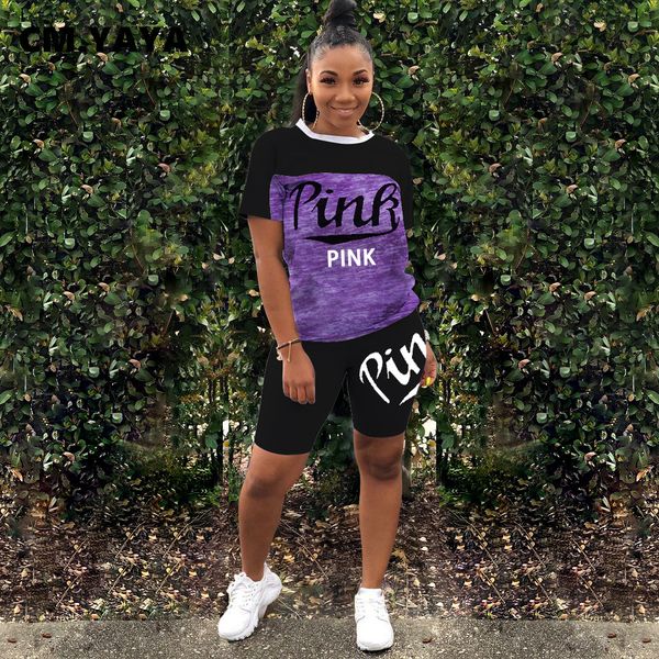 

active pink patchwork sweatsuit womens set classic tee and shorts suit sport trasuit two piece set fitness outfitby air, White