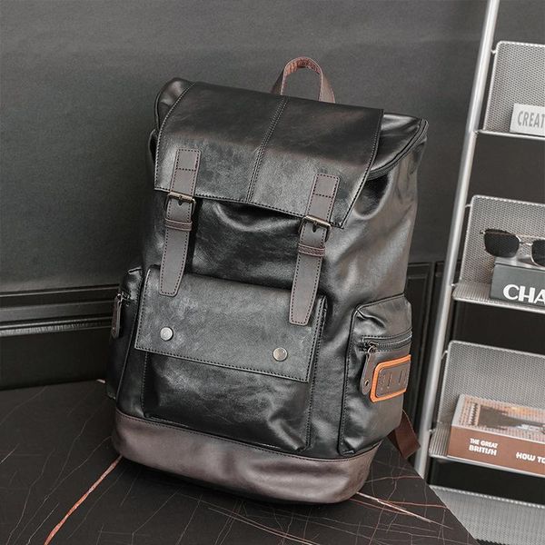

backpack large-capacity men travel 2021 business waterproof high-quality pu leather notebook back bag lapbags male