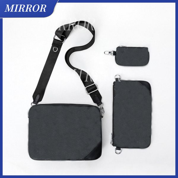 

mirror luxury men's and women's clutches checkerboard single shoulder messenger bag combination three piece small square bag walle