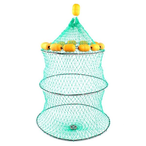 

fishing accessories 3-layer net mesh fish trap outdoor portable collapsible shrimp buoyancy live bait keep cage gear