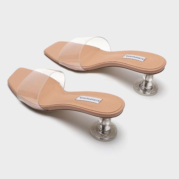 

sandals women summer outdoor beach slippers fashion slides pvc transparent heels high height ladies luxury shoes for casual, Black