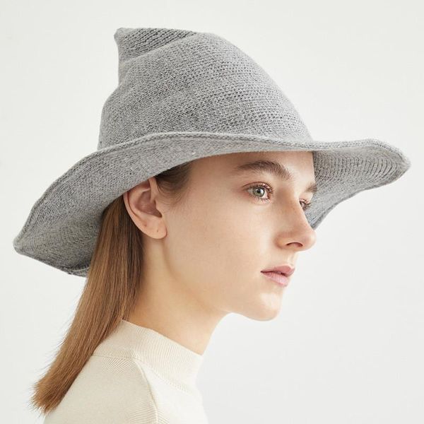 

wide brim hats sorcerer witch hat woolen wizard, Blue;gray