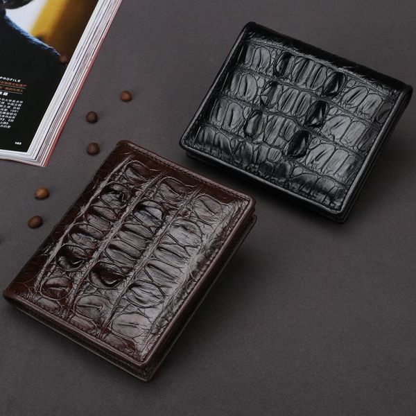 

wallets luxurious2021 skin men's suit clip short vertical crocodile belly coin purse genuine wallet men, Red;black