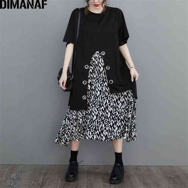 

plus size summer dress sundress women vestidos high street elegant fashion lady long black print spliced 210531, Black;gray