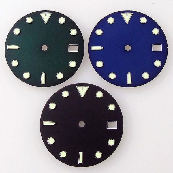 

repair tools & kits 29mm watch dial face fit nh35a green/blue/black 3/4 h clock green luminous index