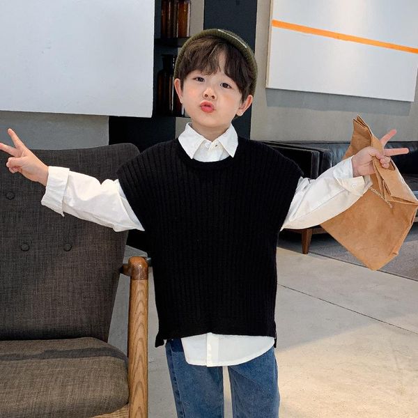 

waistcoat boys' knitted vest 2021 spring and autumn middle school children's wool baby sleeveless 1-111, Camo