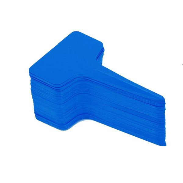 Outros suprimentos de jardim 100 pcs 10 * 6cm planta plástica T-Tipo Tags marcadores de marcadores de berçário (azul)