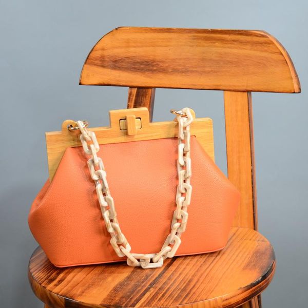 

evening bags female bag 2021 fashion tide wood clip designer foreign style messenger handbag shell