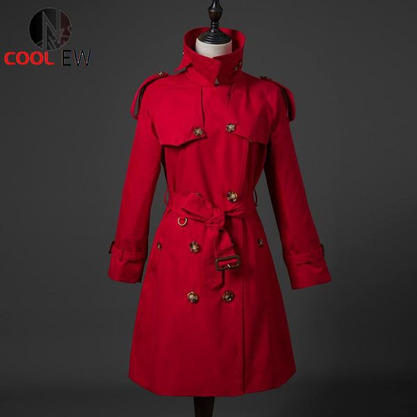 

women's trench coats autumn fashion british coat long top, Tan;black