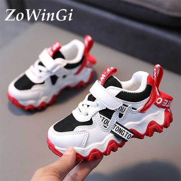 Größe 21-30 Kinder Casual Sportschuhe Mode Mesh Atmungsaktive Turnschuhe Teenager Kinder Laufen Jungen Mädchen Rot Weiß 220115