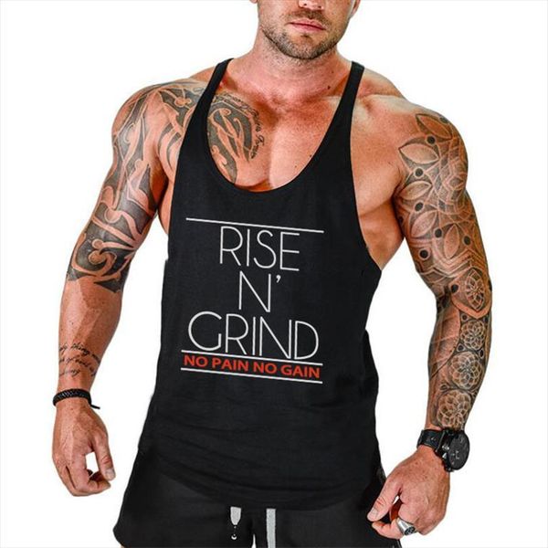

bodybuilding stringer tank men fitness mens clothing y back cotton o neck sleeveless shirt vest, White;black