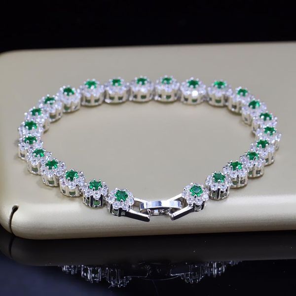 

link, chain fashion green zirconia bracelet for women, Black