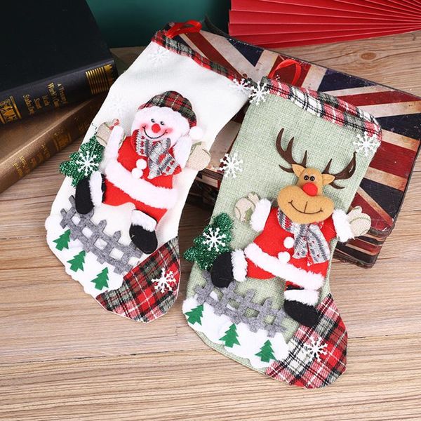 

christmas decorations stockings cartoon santa claus snowman deer bear pattern gift candy holder showcase ornaments