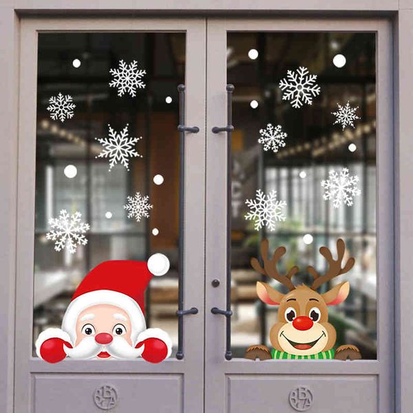 

2022 christmas new window decal sticker santa elk glass window decoration
