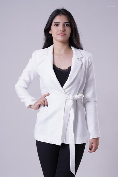 

women's jackets manga tie waist jacket, Black;brown