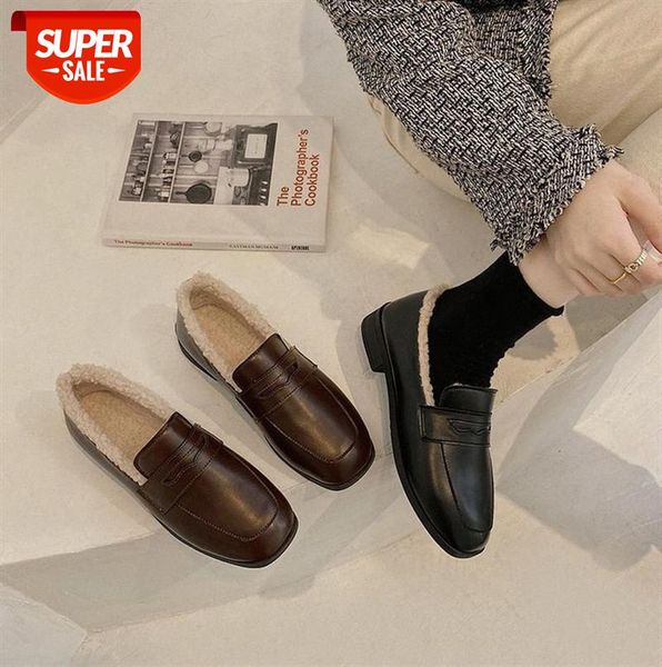 

amanno loafers women's outer wear plush shoes plus cashmere pregnant women beanies cotton scoop british style #fl9m