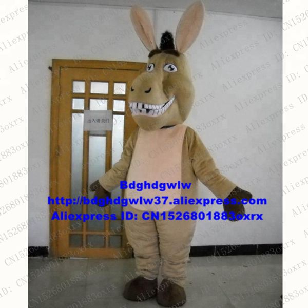 Costumi mascotte Brown Donkey From Shrek Costume mascotte Personaggio dei cartoni animati per adulti Vestito completo Welcome The Doorman Image Promotion zx1996