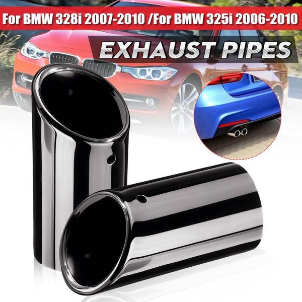 

manifold & parts pair car exhaust muffler pipe tip stainless steel tail tubes black for e90 e92 325i 328i 2006-2010