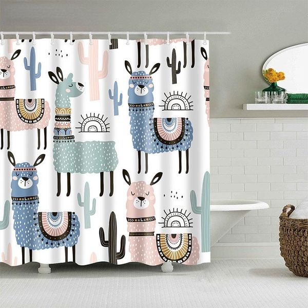 

shower curtains alpaca pattern bath curtain waterproof polyester cartoon screen printed for bathroom home decor