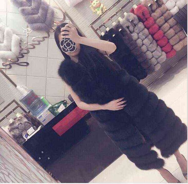 

selling imitation fur coat vest women's medium and long stitched fur 211207, Black