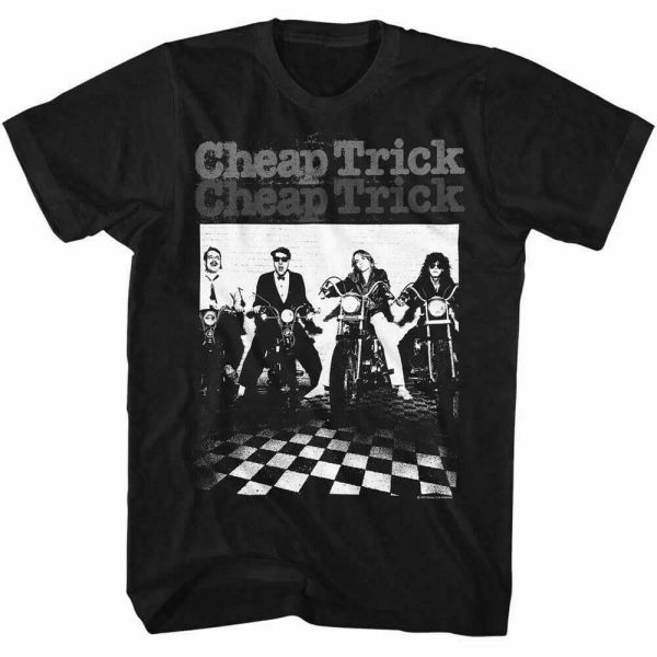 

Cheap Trick Moto T Shirt Mens Licensed Rock N Roll Music Tee Retro New Black, White;black