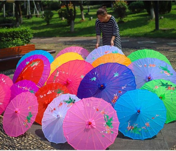 

umbrellas 5pcs/lot hand-painted flower design 12colors chinese art umbrella bamboo frame silk parasol for bride & bridemaid