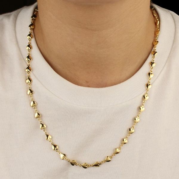 

chains mokzzq heart real gold necklace for women jewelry on the neck cute collares para mujer chain colar feminino accessories, Silver
